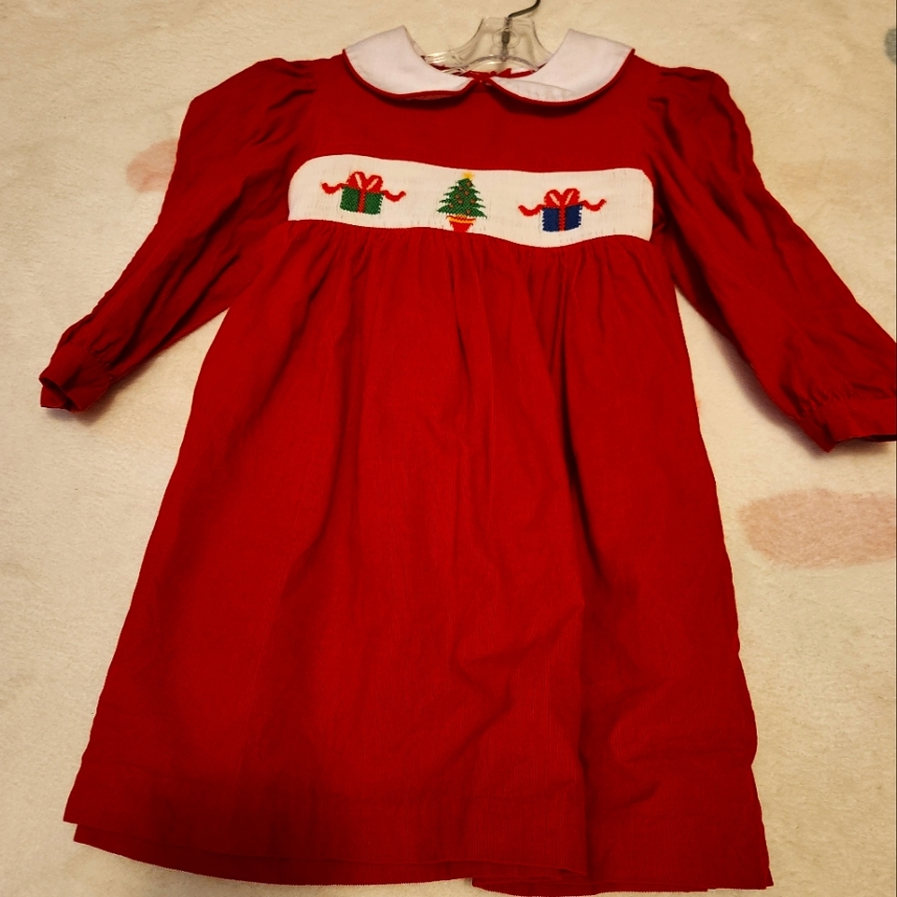 Smocked Christmas Long Sleeve Dress - 2T